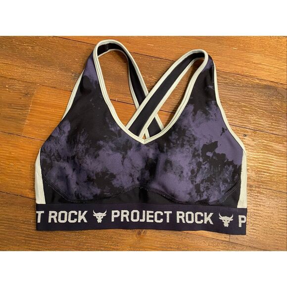 Under Armor M Project Rock Crossback Printed Sports Bra active wear athletic - Picture 2 of 6